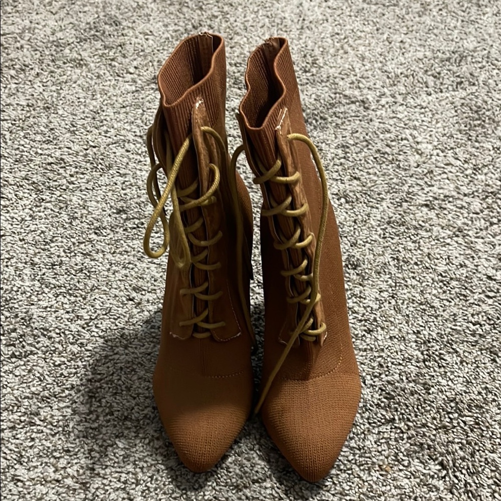 Brown Lace-Up Ankle Boots